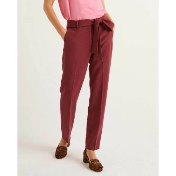 Boden Maroon Hampstead Tie-Waist‎ Crop Pants - Picture 1 of 5